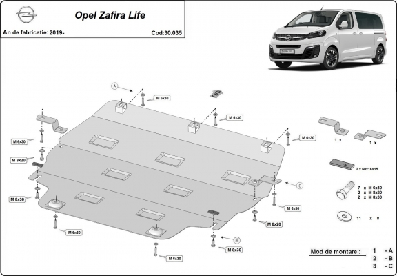 Kryt pod motor Opel Zafira Life