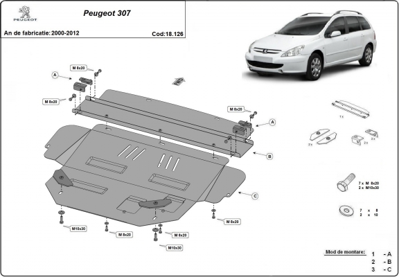 Kryt pod motor Peugeot 307