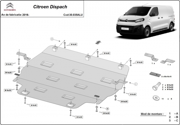 Hliníkový kryt pod motor Citroen Dispach