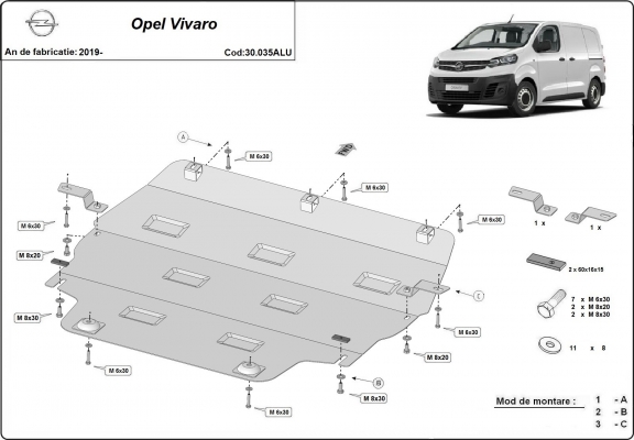 Hliníkový kryt pod motor Opel Vivaro