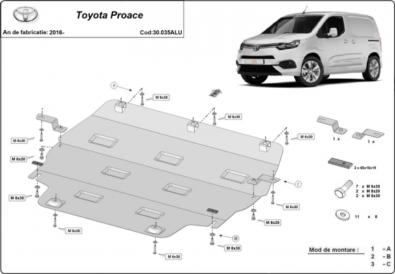 Hliníkový kryt pod motor Toyota Proace