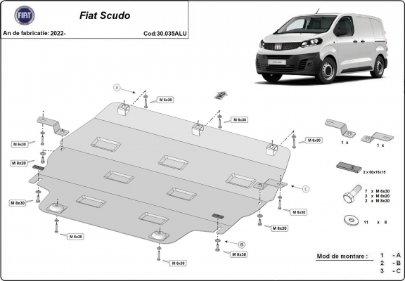 Hliníkový kryt pod motor Fiat Scudo