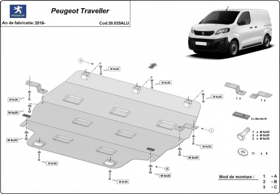 Hliníkový kryt pod motor Peugeot Traveller
