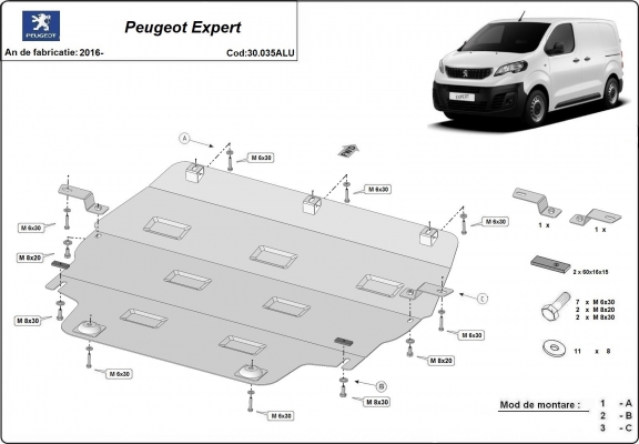 Hliníkový kryt pod motor Peugeot Expert