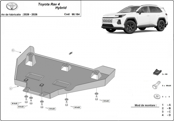 Kryt pod diferenciál Toyota RAV 4 Hybrid