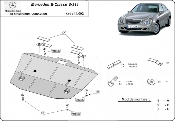 Kryt pod motor Mercedes E-Classe W211