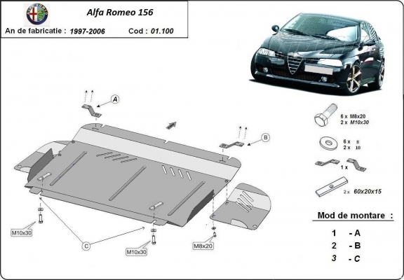 Kryt pod motor Alfa Romeo 156