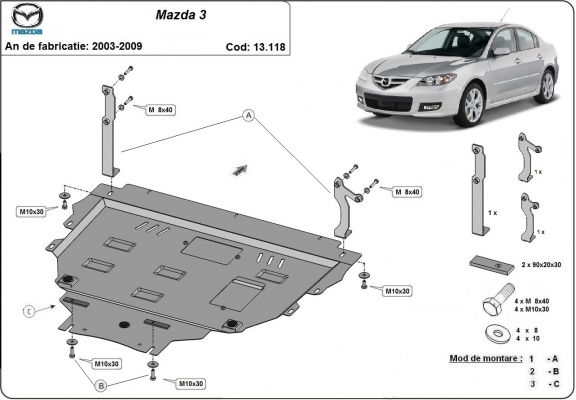 Kryt pod motor Mazda 3