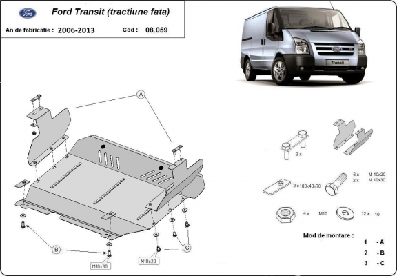 Kryt pod motor Ford Transit - FWD