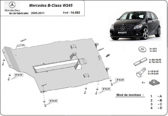 Kryt pod motor Mercedes B-Class W245