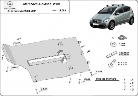 Kryt pod motor Mercedes A-Class W169