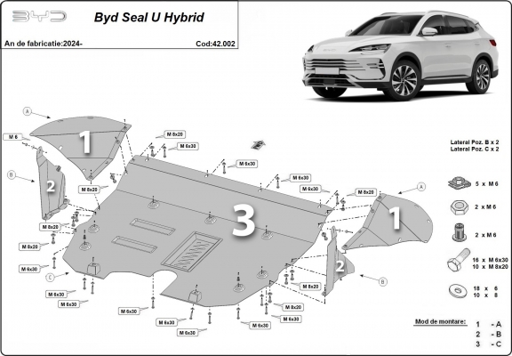 Kryt pod motor BYD Seal U DM-i