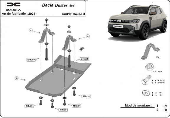 Hliníkový kryt pod diferenciál Dacia Duster 4x4