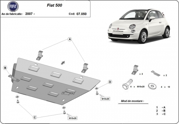 Kryt pod motor Fiat 500