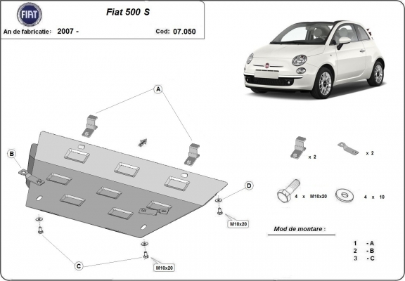 Kryt pod motor Fiat 500 S