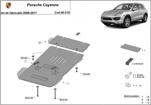Kryt pod převodovka Porsche Cayenne