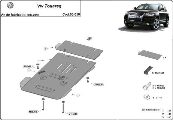 Kryt pod převodovka Volkswagen Touareg 7L