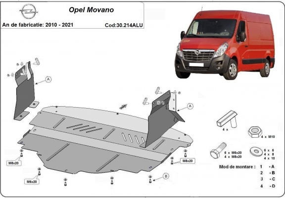 Hliníkový kryt pod motor Opel Movano