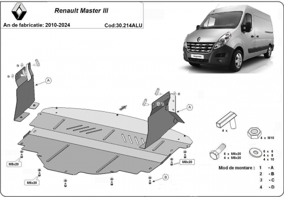 Hliníkový kryt pod motor Renault Master