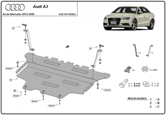 Hliníkový kryt pod motor Audi A3