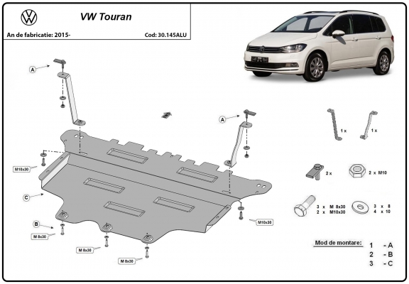 Hliníkový kryt pod motor VW Touran