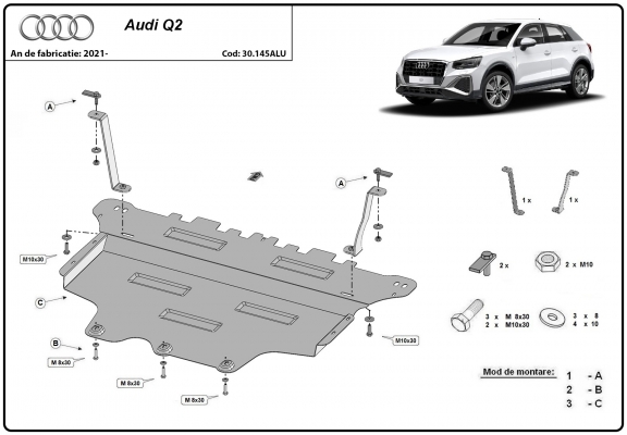 Hliníkový kryt pod motor Audi Q2