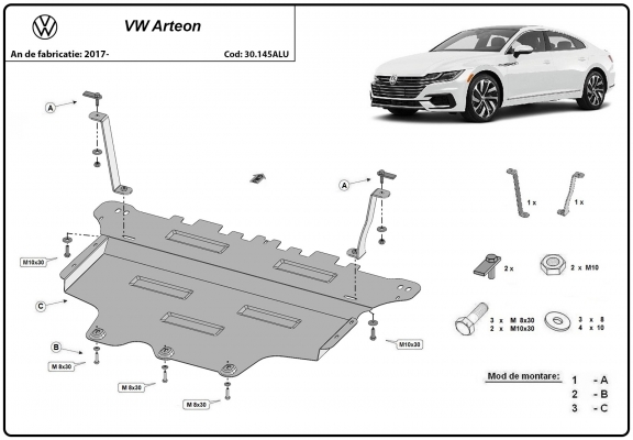 Hliníkový kryt pod motor VW Arteon