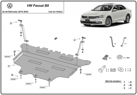Hliníkový kryt pod motor VW Passat B8