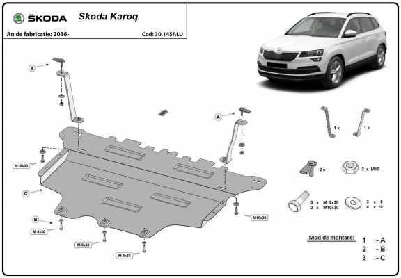 Hliníkový kryt pod motor Skoda Karoq