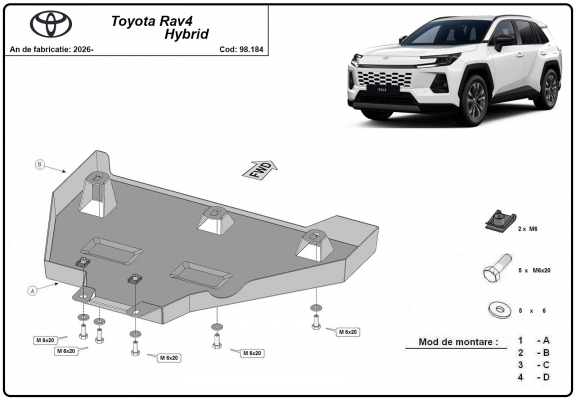 Kryt pod diferenciál Toyota RAV 4 Hybrid
