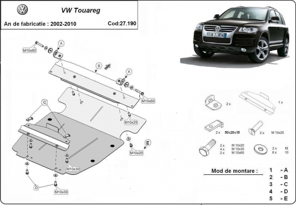 Kryt pod motor Volkswagen Touareg 7L