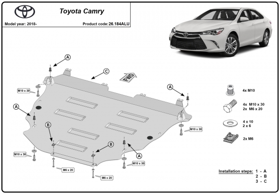 Kryt pod motor hliník Toyota Camry
