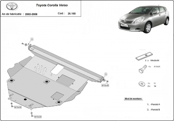Kryt pod motor Toyota Corolla Verso