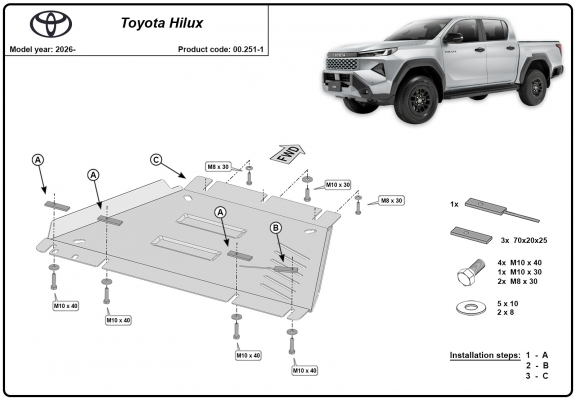 Kryt pod převodovka Toyota Hilux