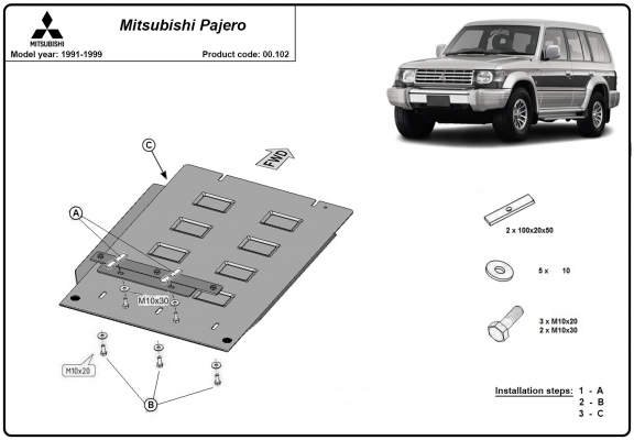 Kryt pod převodovka Mitsubishi Pajero 2