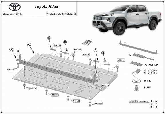 Kryt pod hliník  diferenciál Toyota Hilux