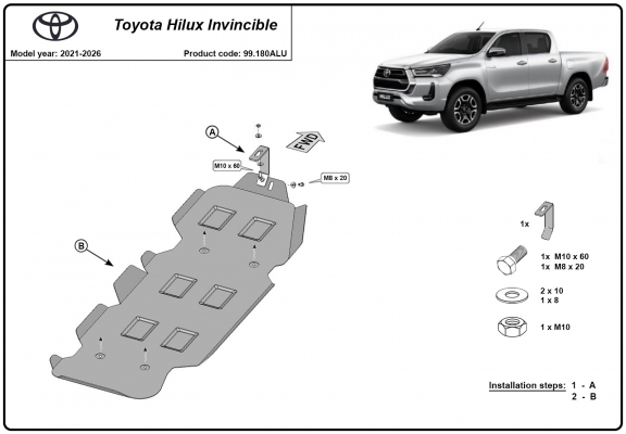 Hliníkový kryt pod nádrž Toyota Hilux Invincible
