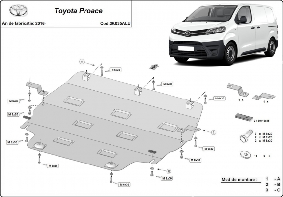 Hliníkový kryt pod motor Toyota Proace