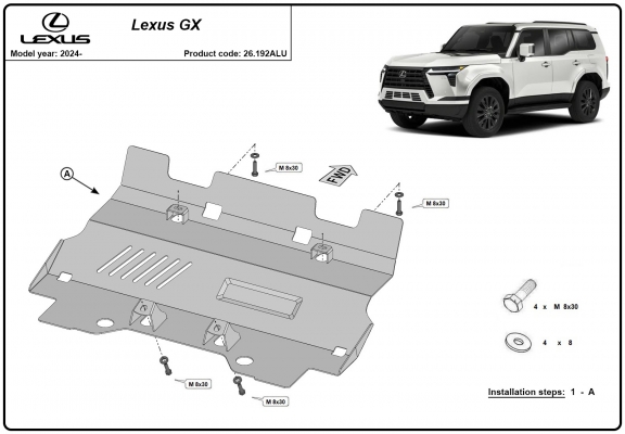 Hliník kryt pod chladič Lexus GX