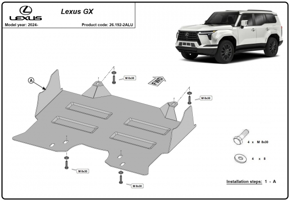 Hliník kryt pod motor Lexus GX