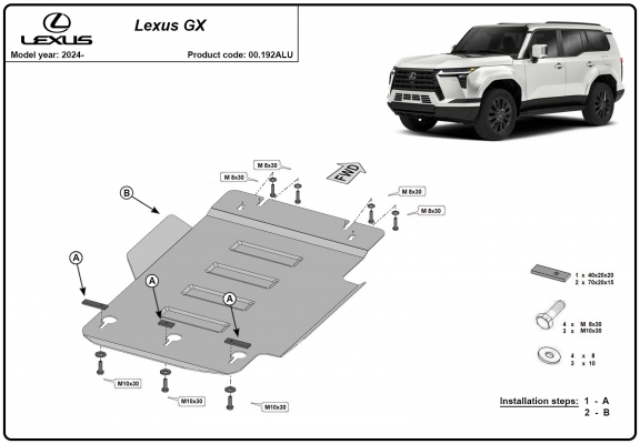 Hliník kryt pod převodovka Lexus GX