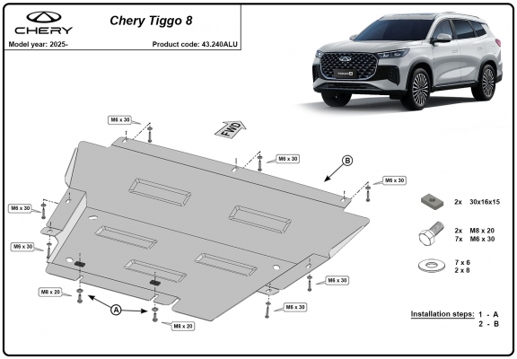 Kryt pod motor hliník Chery Tiggo 8