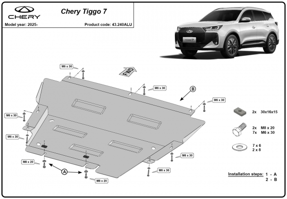 Kryt pod motor hliník Chery Tiggo 7