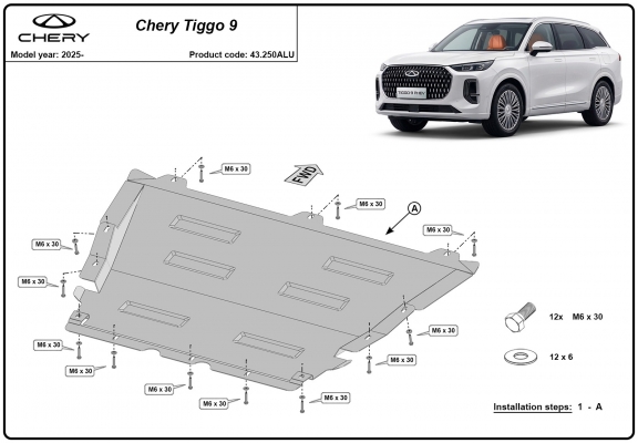 Kryt pod motor hliník Chery Tiggo 9