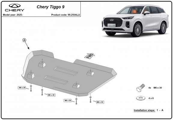 Hliníkový kryt pod nádrž Chery Tiggo 9