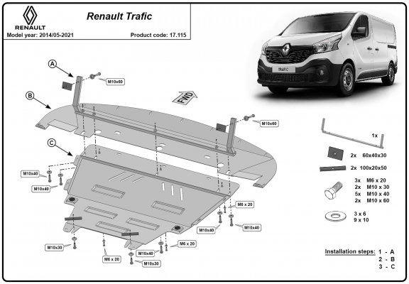 Kryt pod motor Renault Trafic 3 