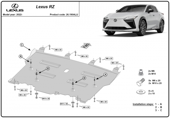 Hliníkový kryt pod motor Lexus RZ