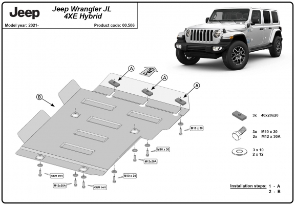 Kryt pod převodovka Jeep Wrangler - JL