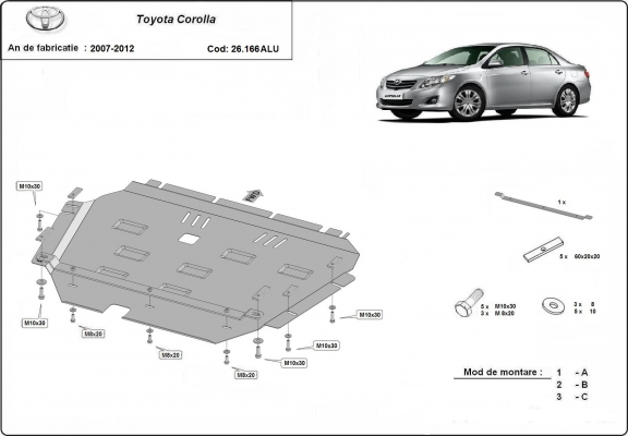 Kryt pod motor hliník Toyota Corolla