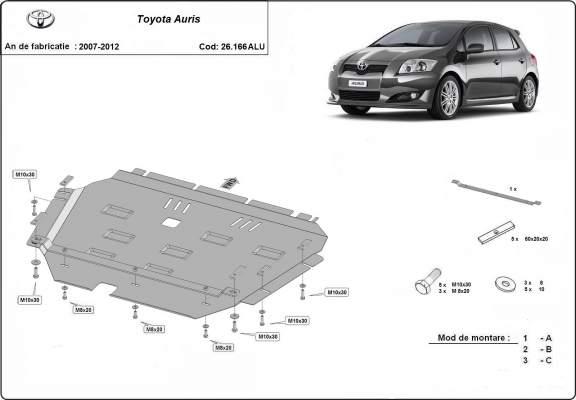 Kryt pod motor hliník Toyota Auris
